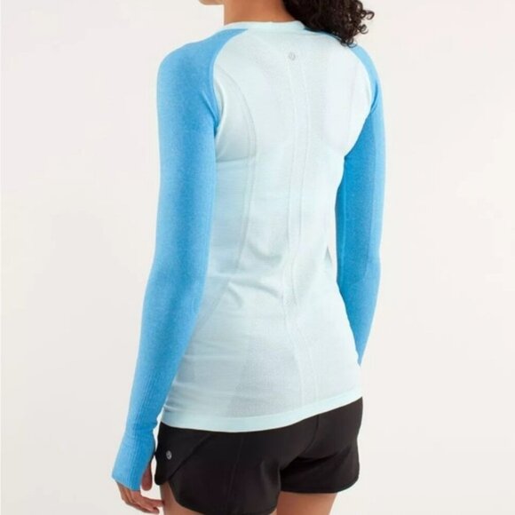 Lululemon Run Swiftly Tech Long Sleeve Aquamarine Beach Blanket Blue Size 4 - Picture 2 of 15